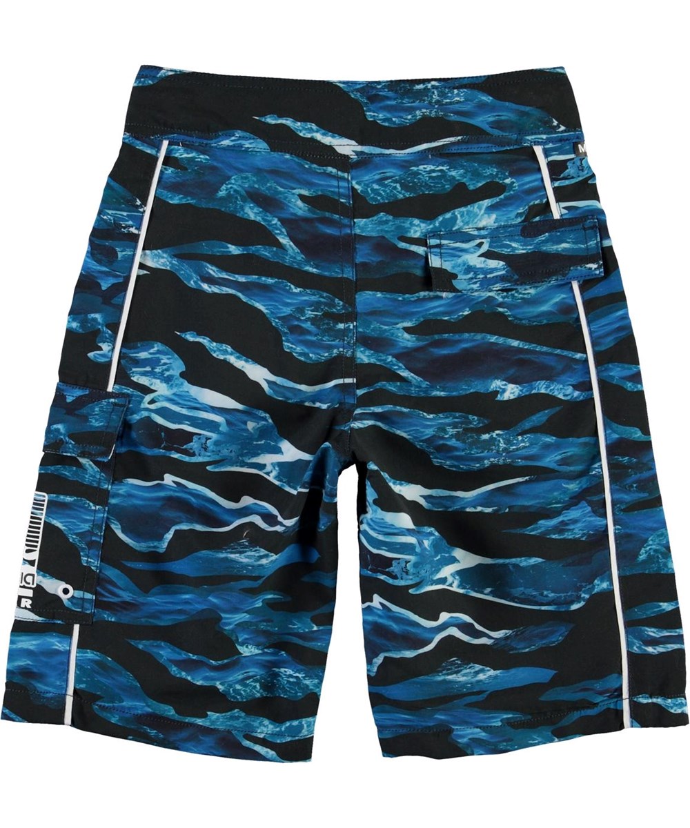 Natan - Camo Waves - Lange UV zwemshort met blauwe golven