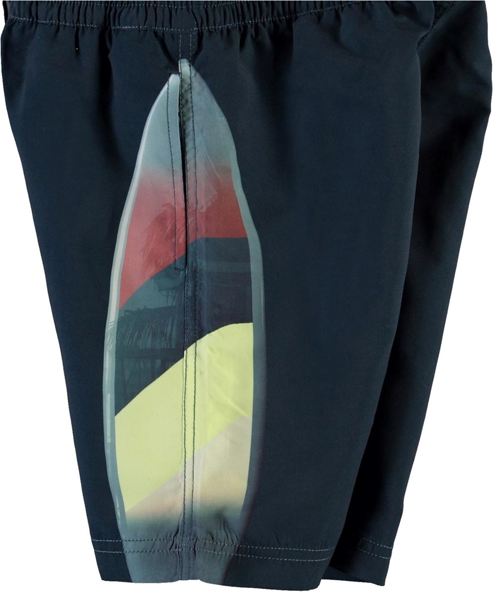 Neal - California Surf - Lange zwarte UV zwemshort met print