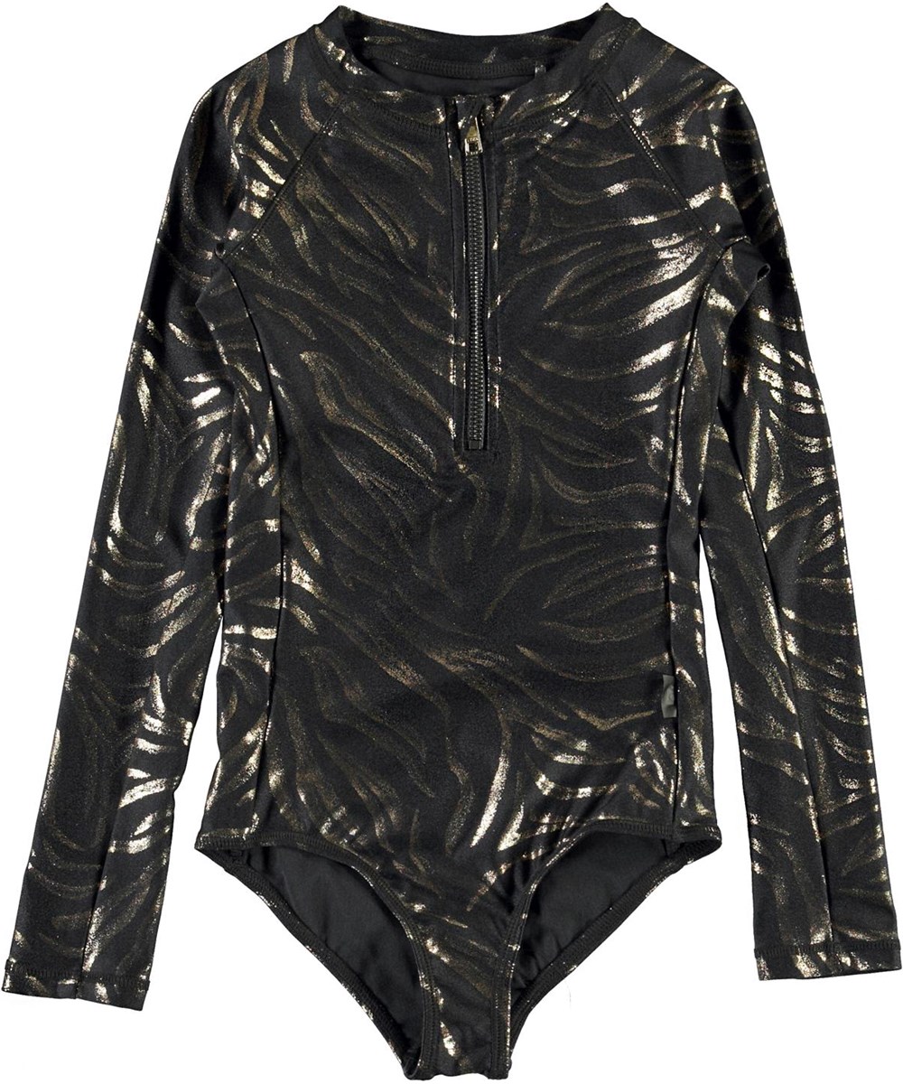 Necky - Graphic Fish - Zwarte UV badpak met goud