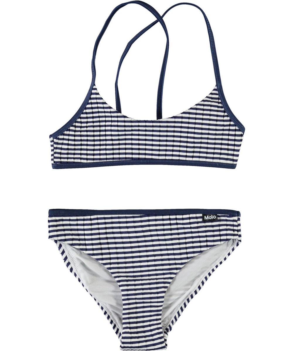 Neddy - Navy Stripe - Sportieve blauwe en witte gestreepte bikini
