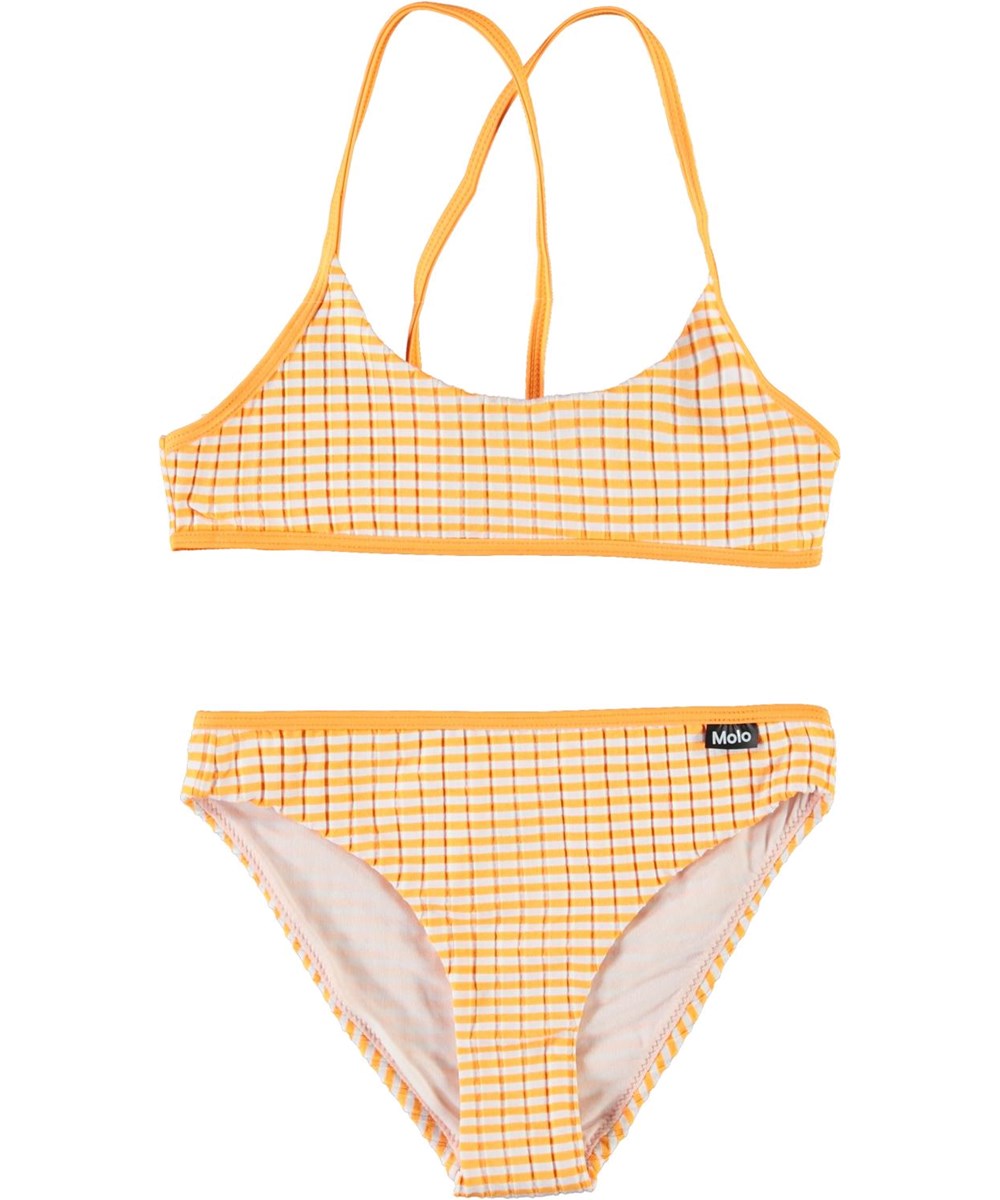Neddy - Orange Stripe - Sportieve oranje en witte gestreepte bikini