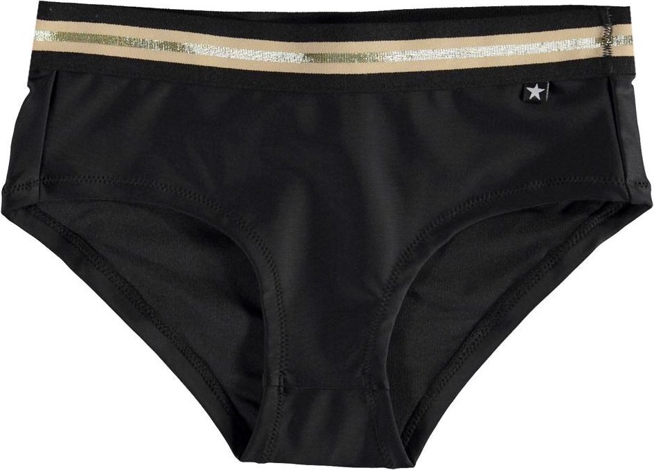Neema - Black - UV bikinibroekje met gouden boord