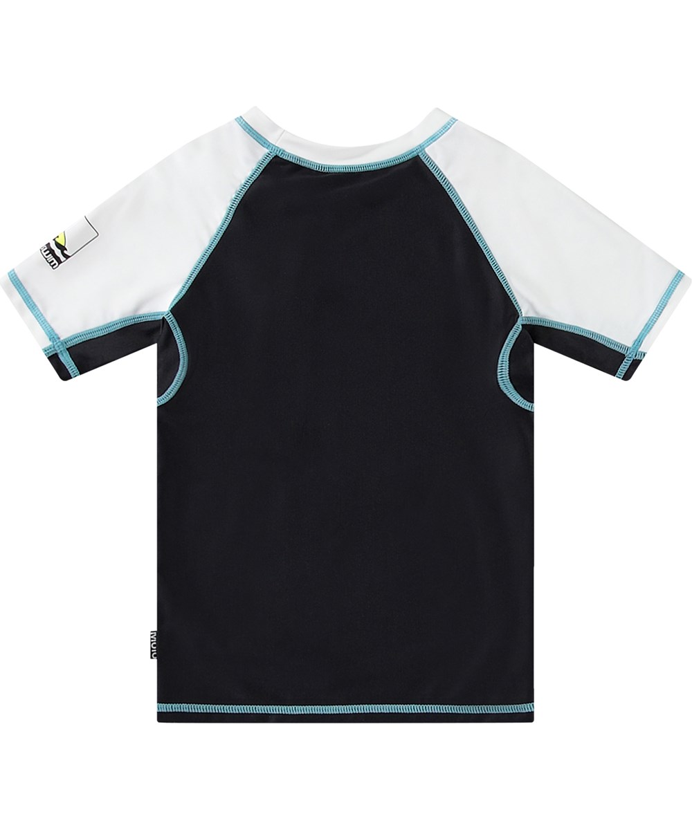 Neptune - Happy Ocean - Witte zwemshirt met korte mouwen van gerecycled polyester met UV-bescherming 50+ gemaakt voor actieve kinderen.