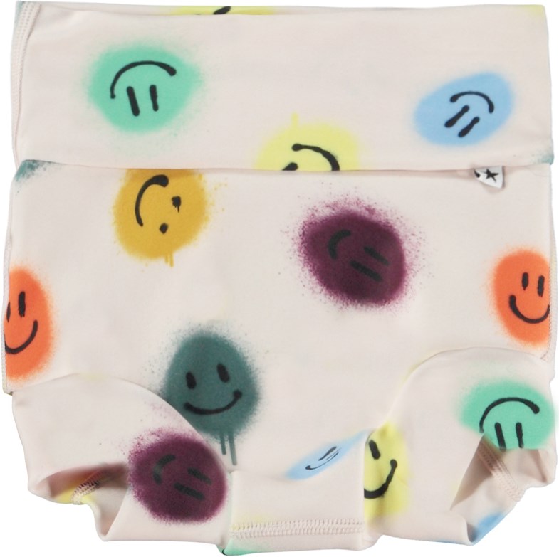 Nick - Happy Dots - Lichtroze zwemluier met smiley print