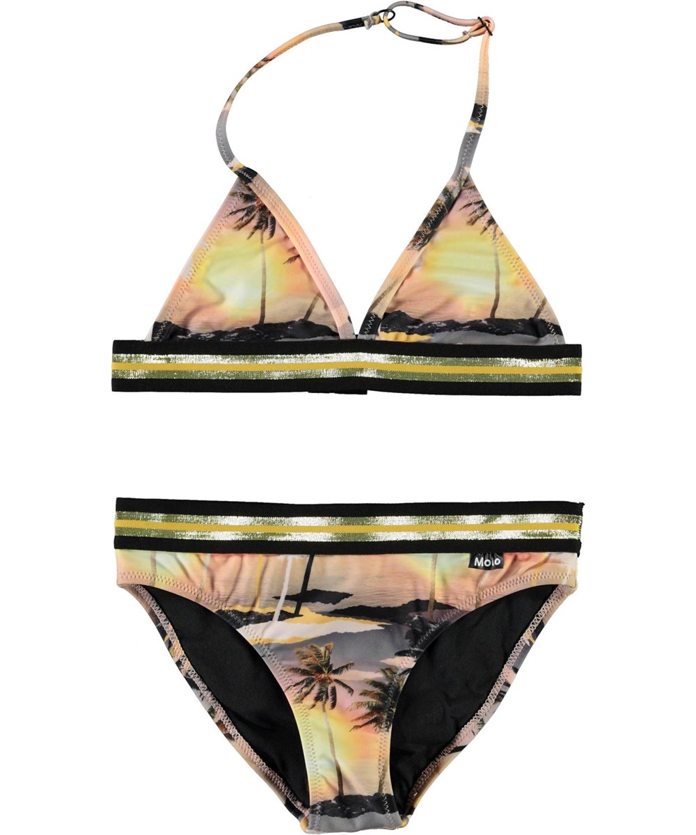 Nicoletta - Sunset - UV triangle bikini met palmbomenprint