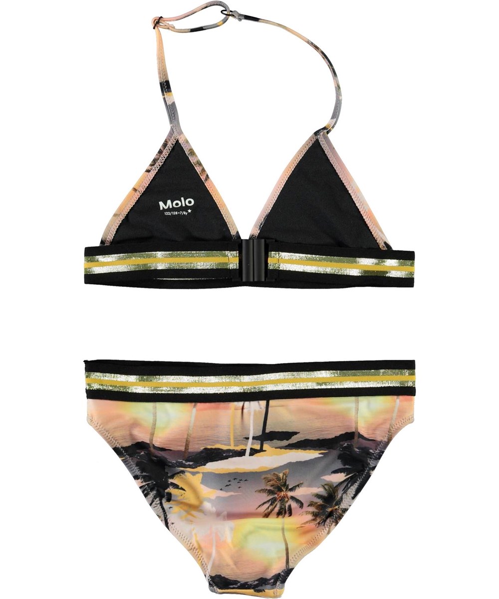 Nicoletta - Sunset - UV triangle bikini met palmbomenprint