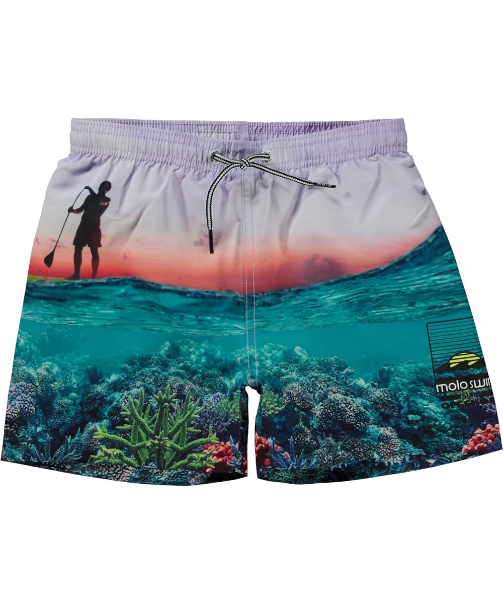 Niko - Ocean Explore - Zwemshort met een print van een paddle board en de oceaan