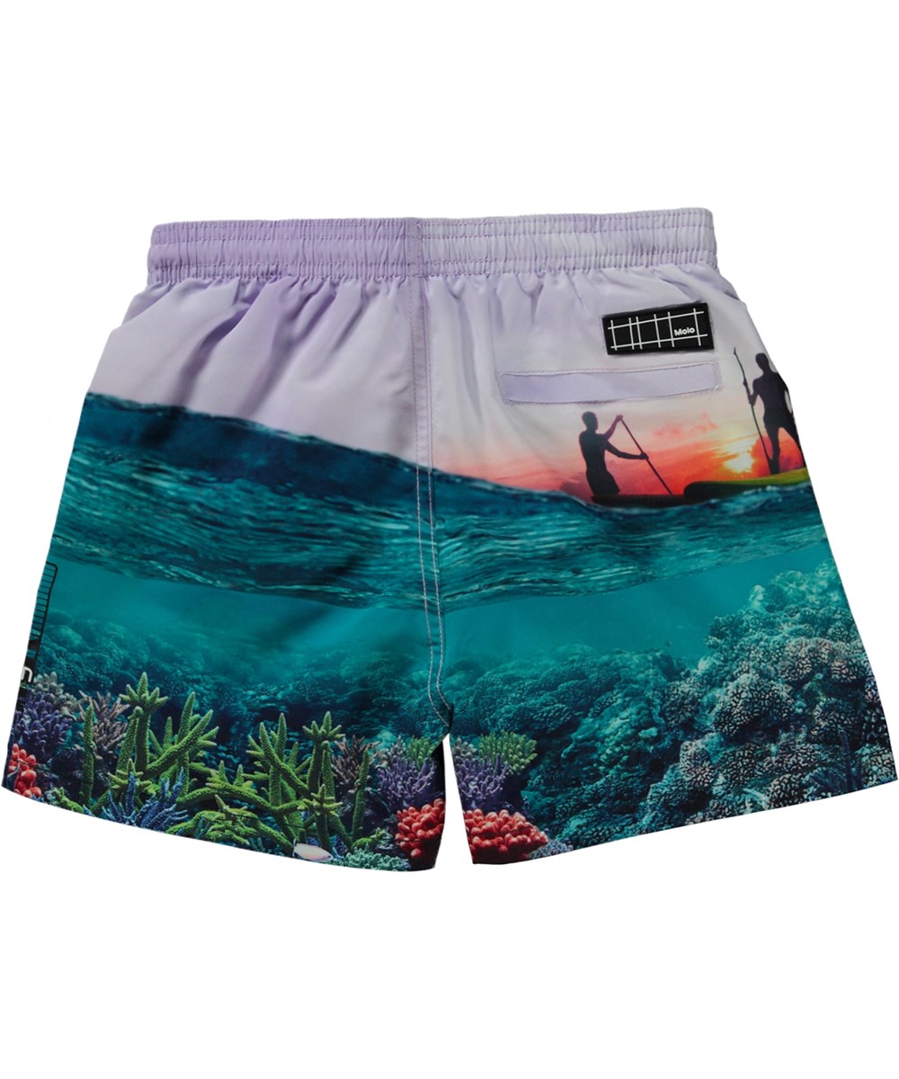 Niko - Ocean Explore - Zwemshort met een print van een paddle board en de oceaan