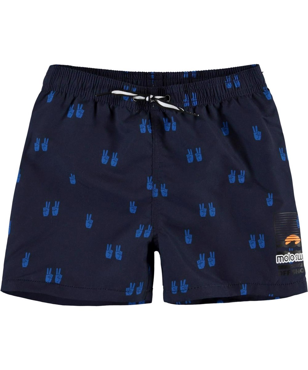 Niko - Peace Navy - Blauwe UV zwemshort met peace sign