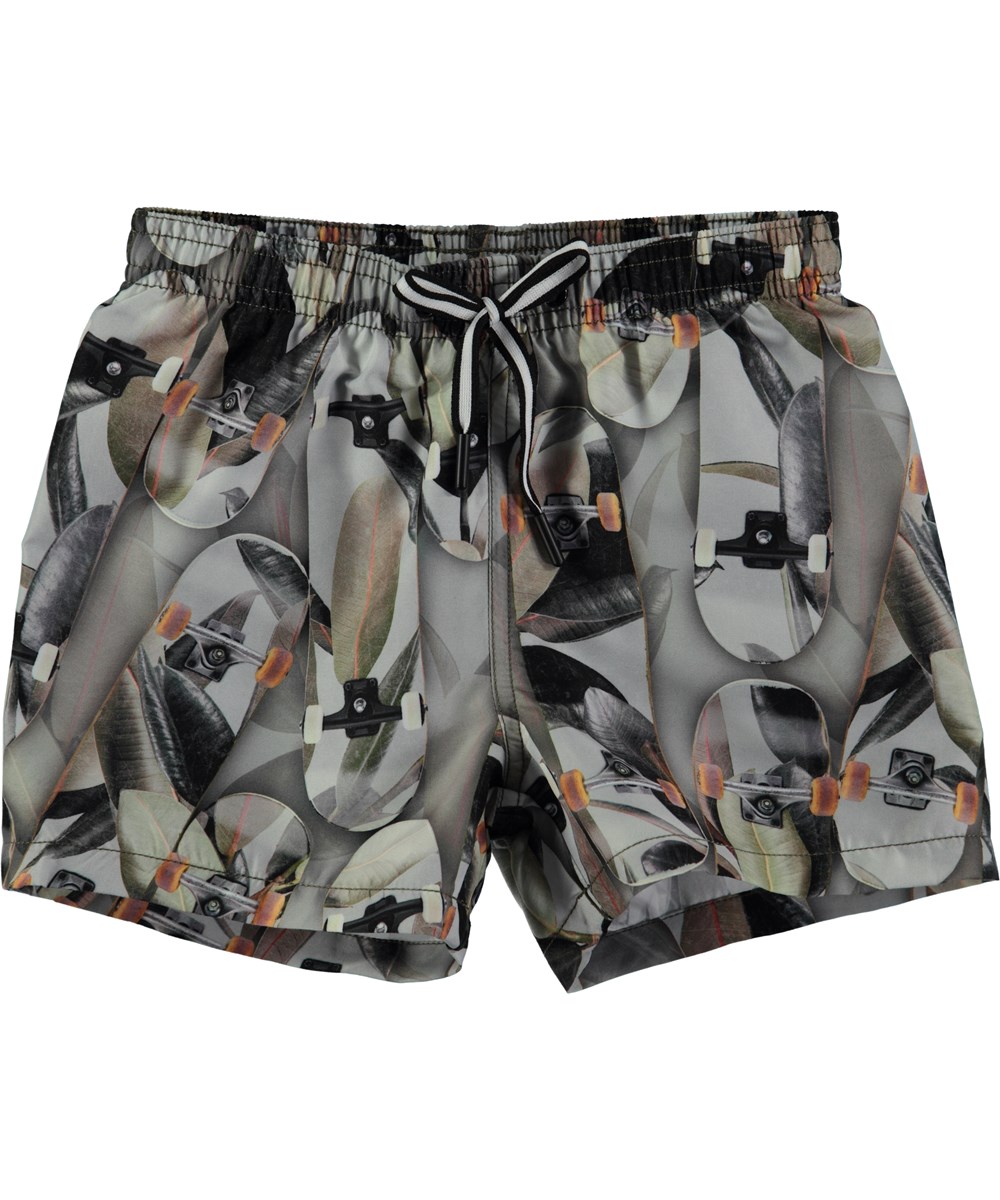 Niko - Skateboard Camouflage - Korte zwemshort met digitale skateboard print 