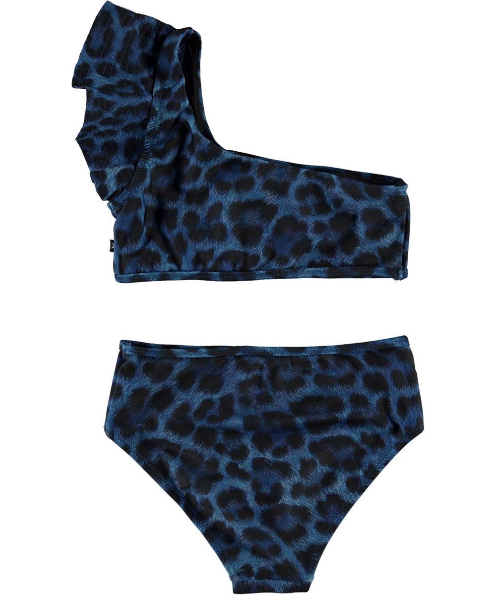 Nola - Blue Jaguar - Blauwe jaguarprint bikini met een schouder en UV