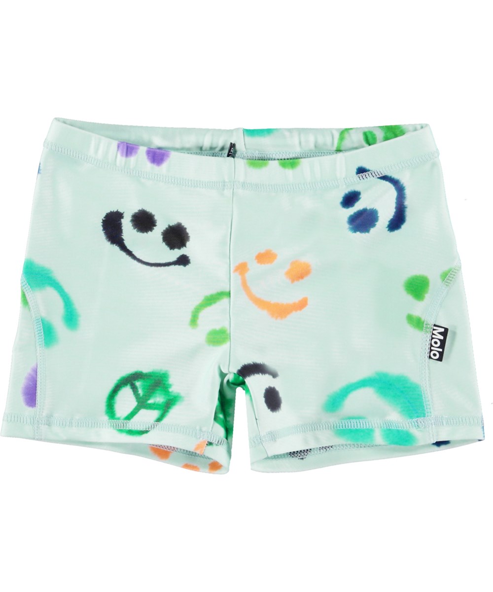 Norton - Multi Smile - Korte blauwe zwemboxer met een waterverf print