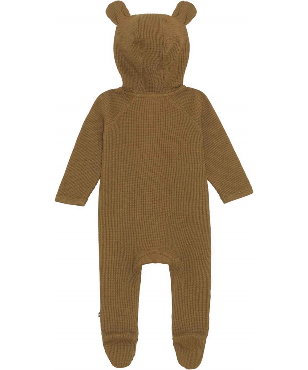 Faith - Oak - Ekologisk grönbrun våfflad babydräkt med öron.