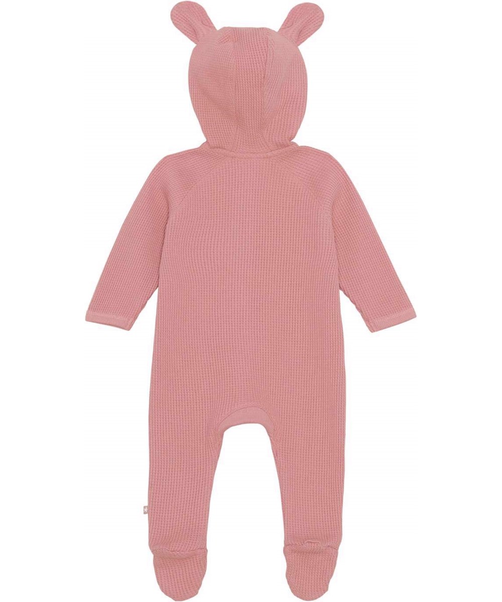 Faith - Rosewater - Ekologisk rosa våfflad babydräkt med öron.