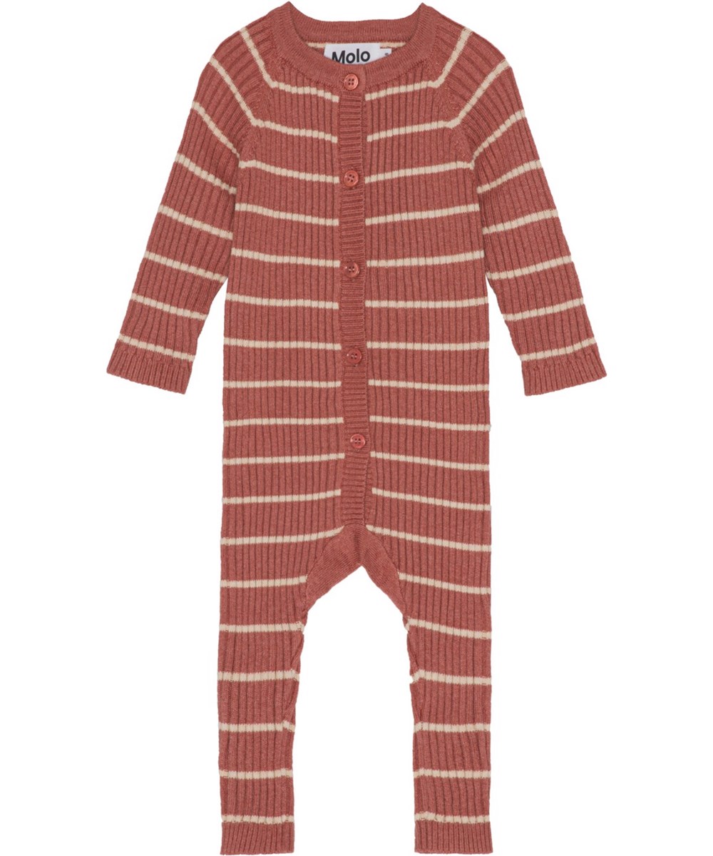 Farley - Rosy Stripe - Mörkrosa babydräkt med vreme ränder