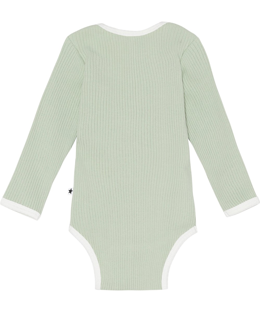 Faros - Mint - Ekologisk mintgrön unisex babybody i ribb.