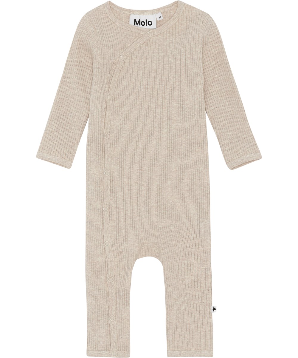Fellow - Oatmeal Melange - Ekologisk beige babydräkt med knappar.
