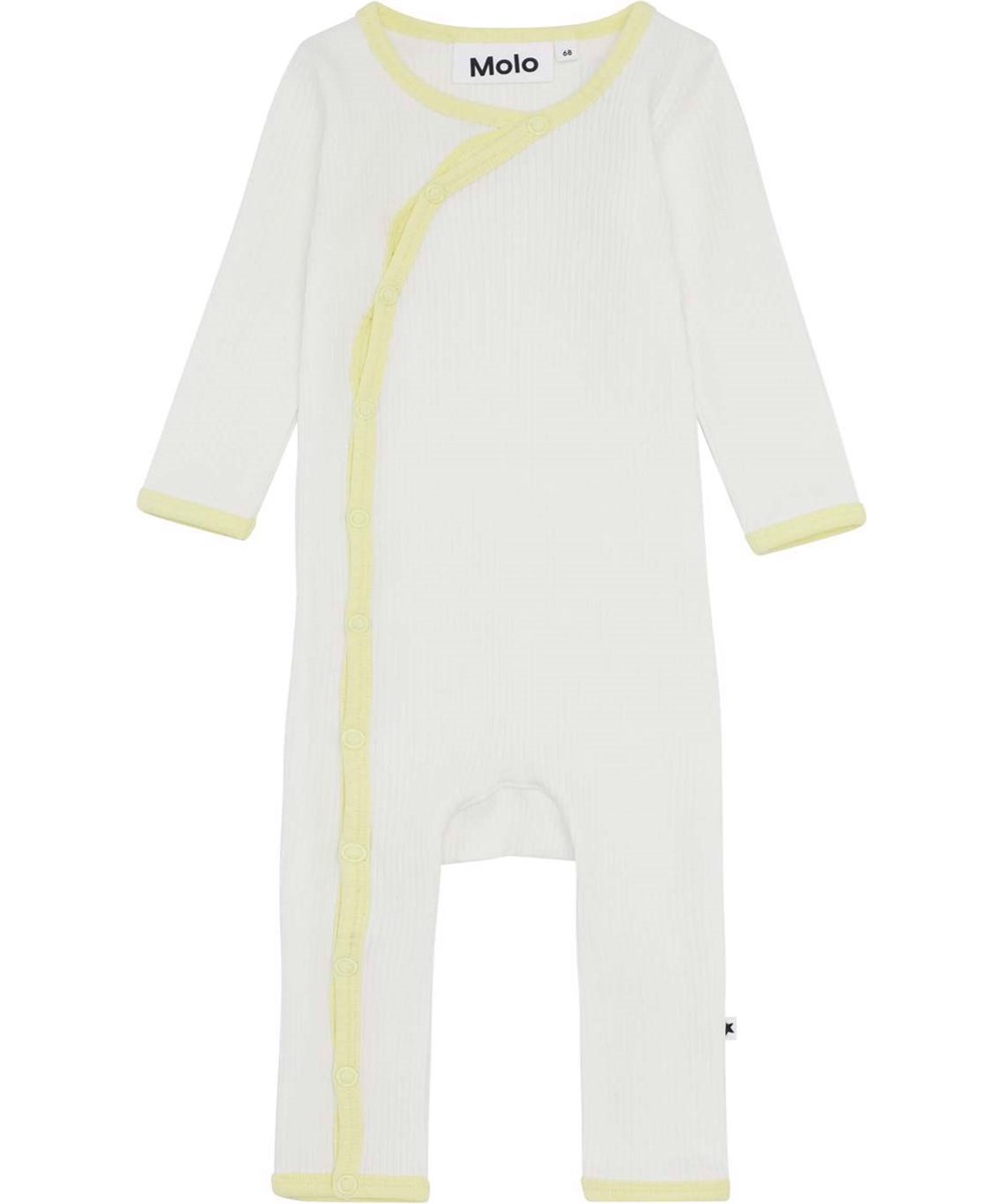 Fellow - White Star - Ekologisk ribbad babydräkt i vit.