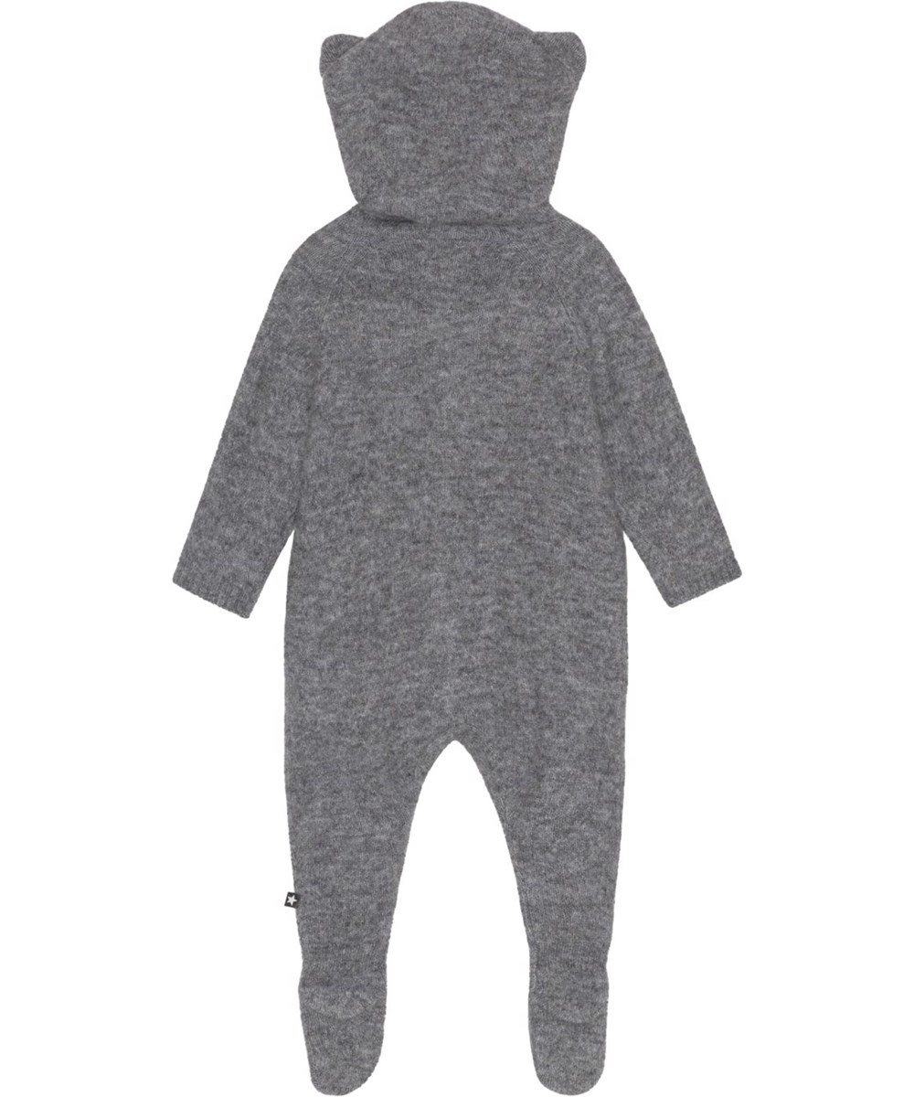 Finch - Grey Melange - Grå babydräkt med luva alpaca/ull blandning.
