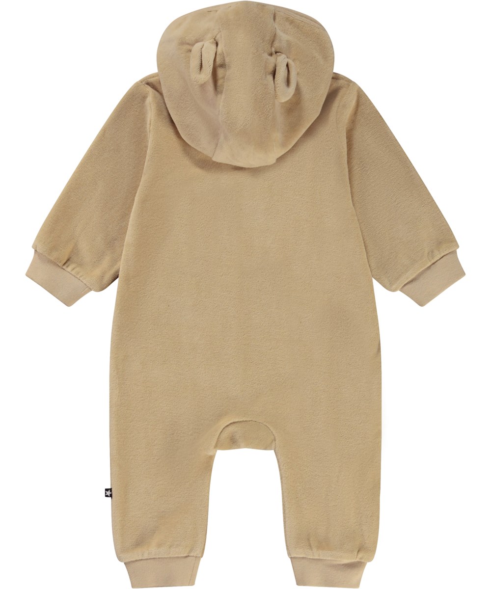 Floppy - Ridge - Beige ekologisk babydräkt med luva.