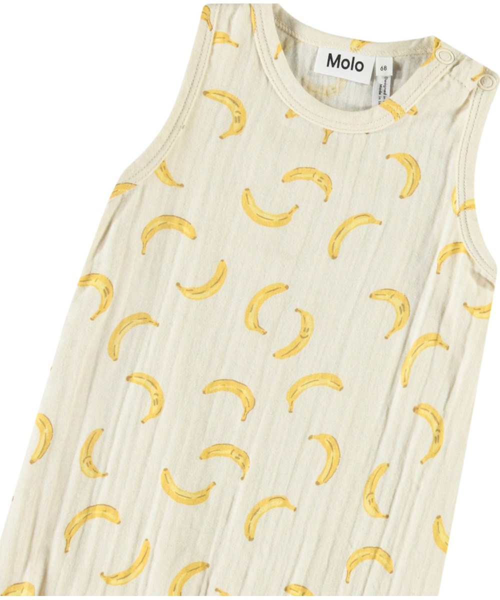 Forever - Cute Bananas - Sommaroverall i ekologisk bomull för baby med små bananer.