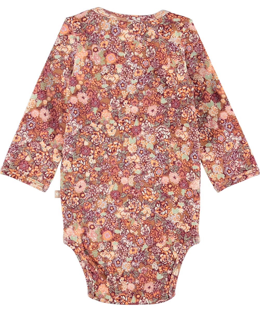 Foss - Bloom - Ekologisk röd blommig babybody.