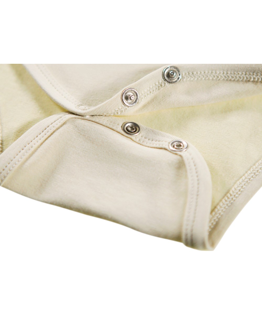 Foss - Doggy Portrait - Beige långärmad body i ekologisk bomull för baby med två taxar.