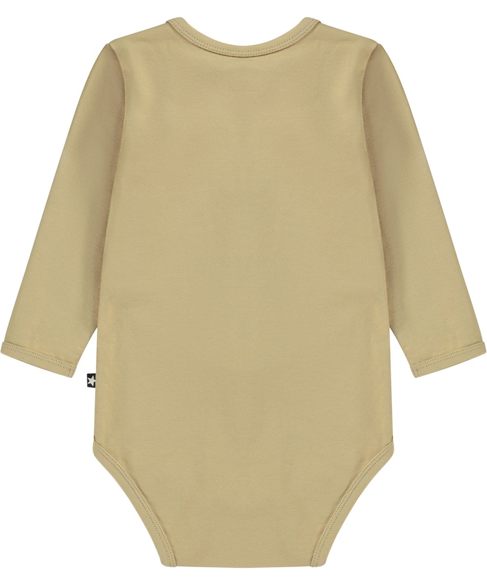 Foss - Fungi Friends - Beige ekologisk babybody med ekorre och svampar.