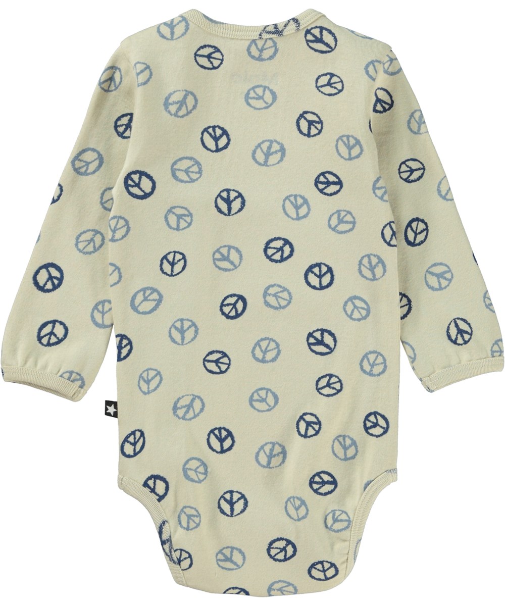 Foss - Peace All Over - Beige babybody med peace.