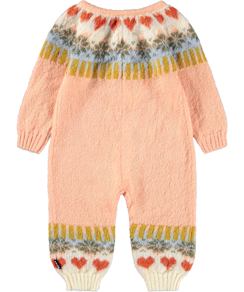 Frej - Nordic Bunny - Rosa heldräkt för de minsta i en mjuk alpackaull med nordiskt inspirerat mönster.