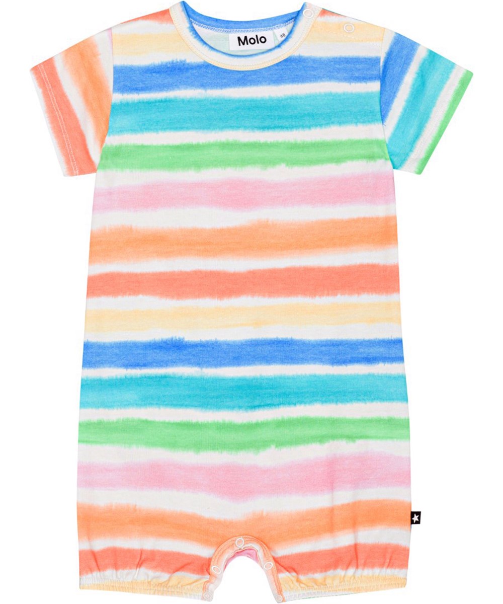 From - Multi Colours - Randig heldräkt med t-shirt ärmar i ekologisk bomull. 