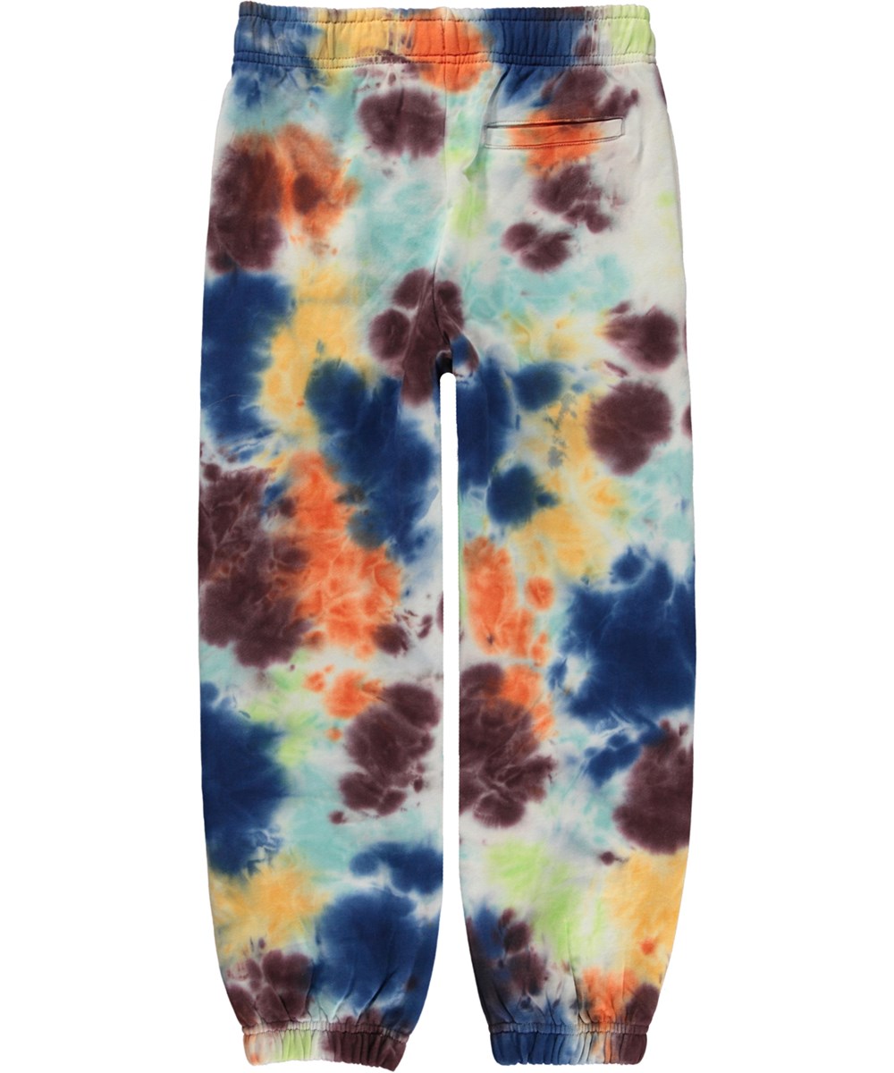 Adan - Colour Mash - Multifärgade ekologiska joggingbyxor med tie-dye mönster.