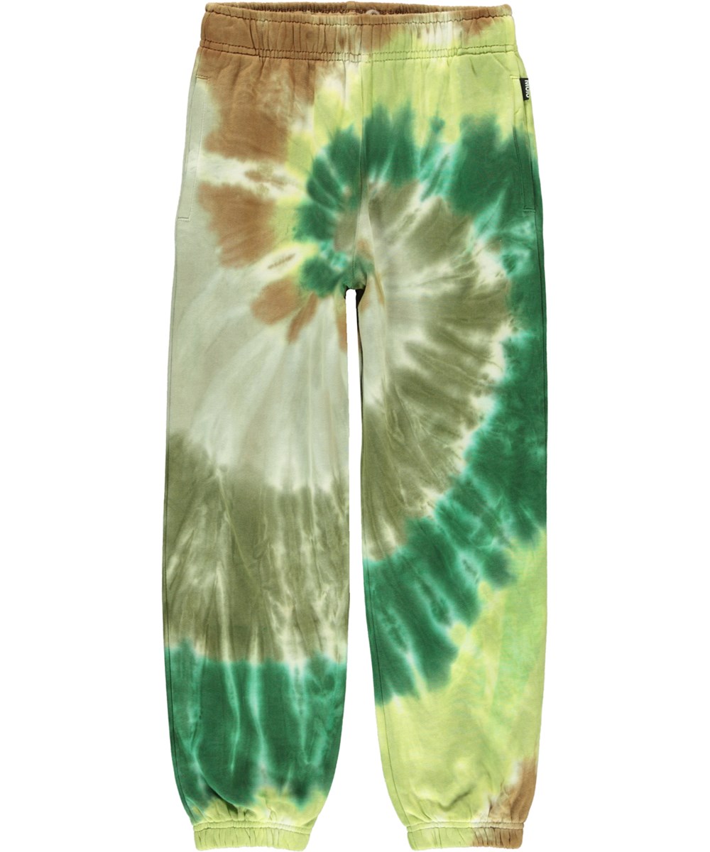 Adan - Green Swirl - Ekologiska unisex sweatpants med tie-dye.