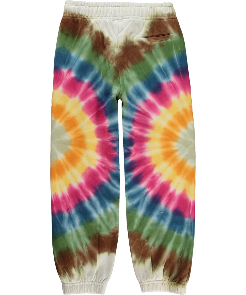 Adan - Ray Dye - Vita ekologiska joggingbyxor i multifärgad tie-dye.