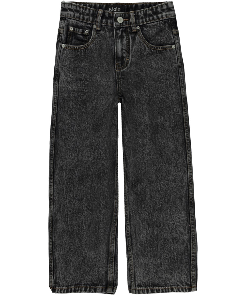Aiden - Faded Black - Extra breda unisex jeans i svart.