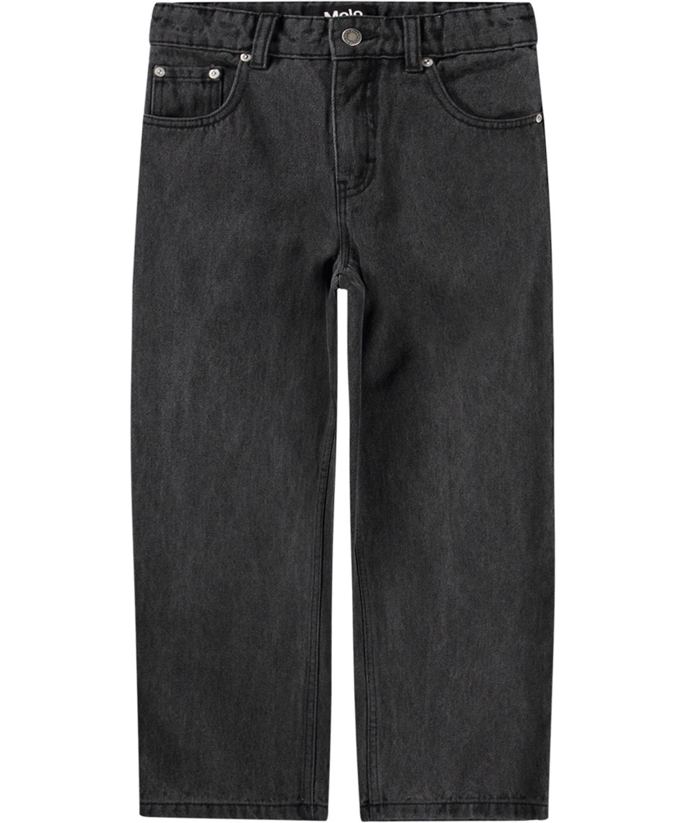 Aiden - Charcoal Denim - Mörkgråa jeans i ekologisk bomull med raka ben och lös passform. Inspirerade av skateboardscenen. Justerbar midja.