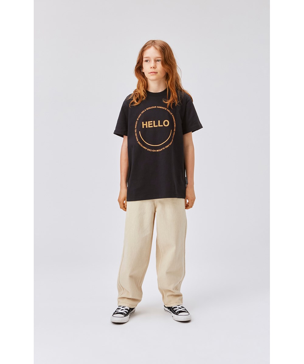 Aiden - Naturelle - Extra breda unisex jeans i beige.