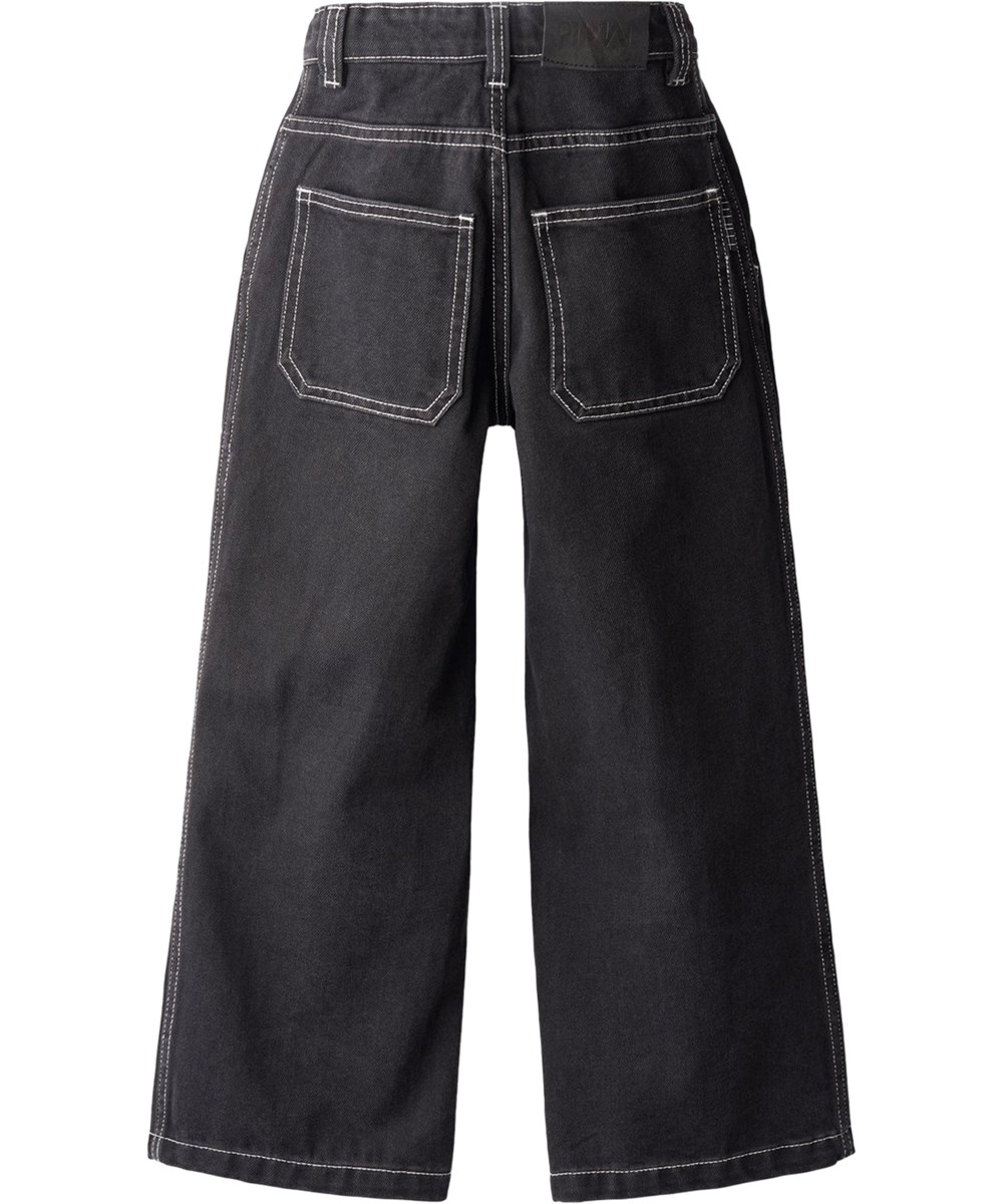 Alton - Washed Black - Svarta jeans för barn i ekologisk bomullsdenim med vida ben