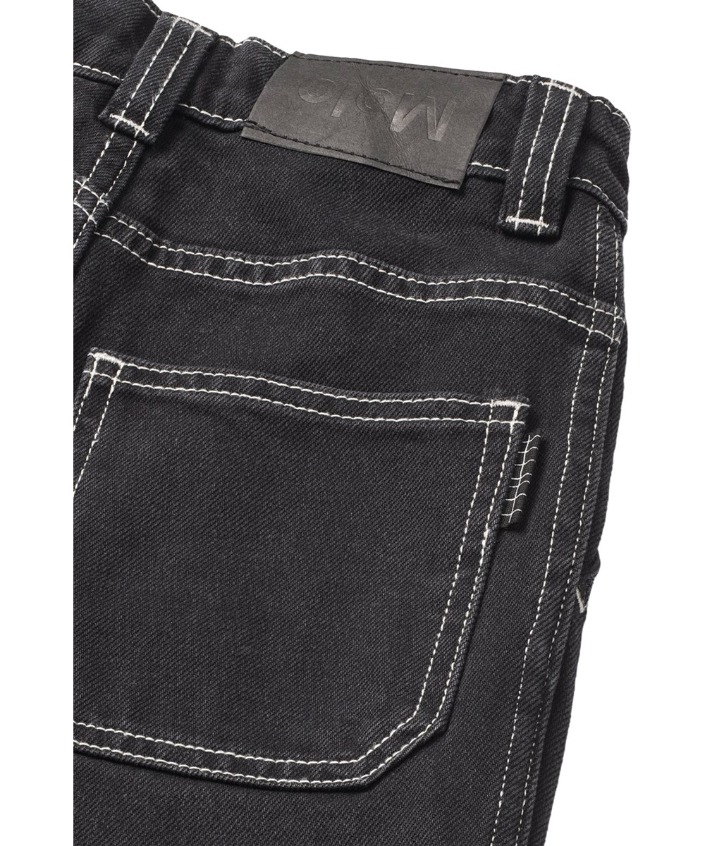Alton - Washed Black - Svarta jeans för barn i ekologisk bomullsdenim med vida ben