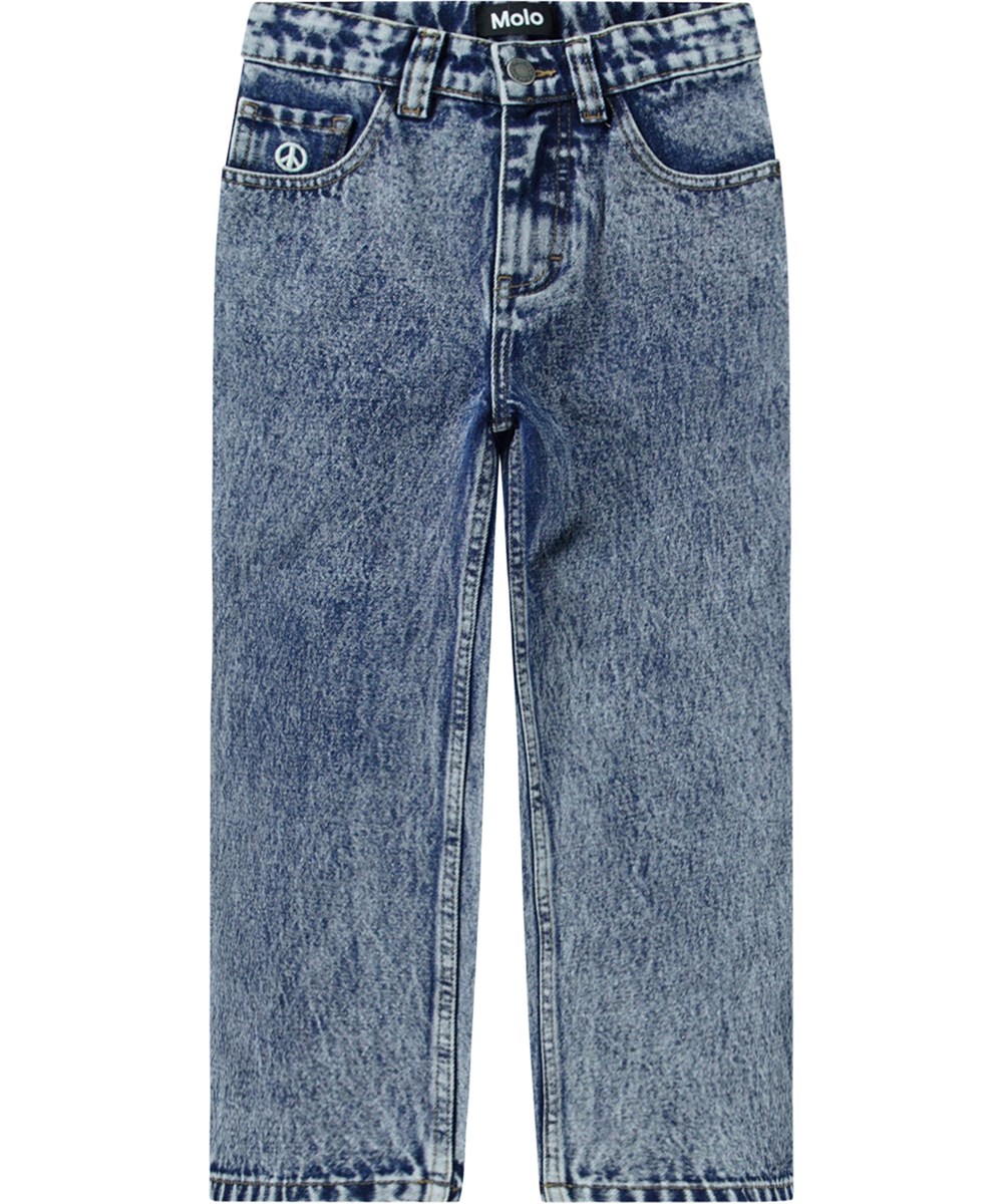 Aska - Contrast Stone - Blåa oversized jeans för barn.