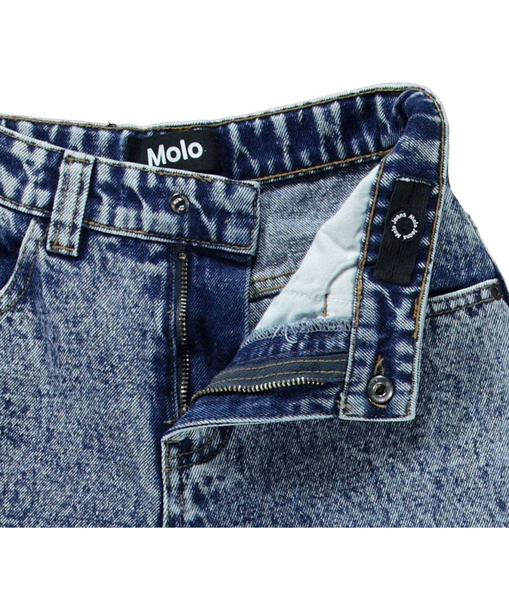 Aska - Contrast Stone - Blåa oversized jeans för barn.