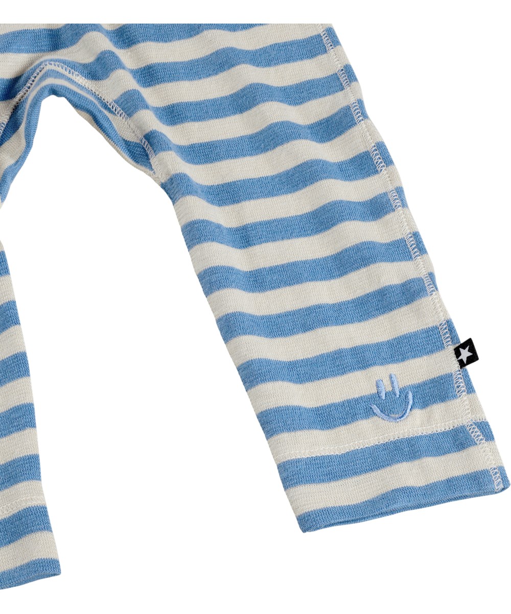 Seb - Blue Sand Stripe - Blårandiga leggings för de små i ekologisk bomull