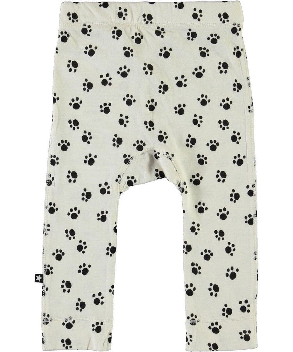 Seb - Puppy Paws - Ekologiska vita babybyxor med hundtassar 