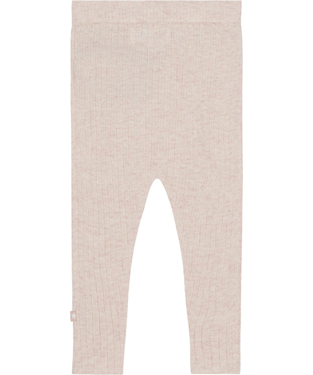 Shadow - Rose Melange - Rosa stickade byxor till baby i mjuk viskosblandning.