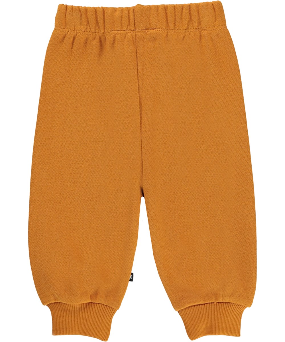 Simeon - Old Gold - Orange sweatpants till baby med smiley.