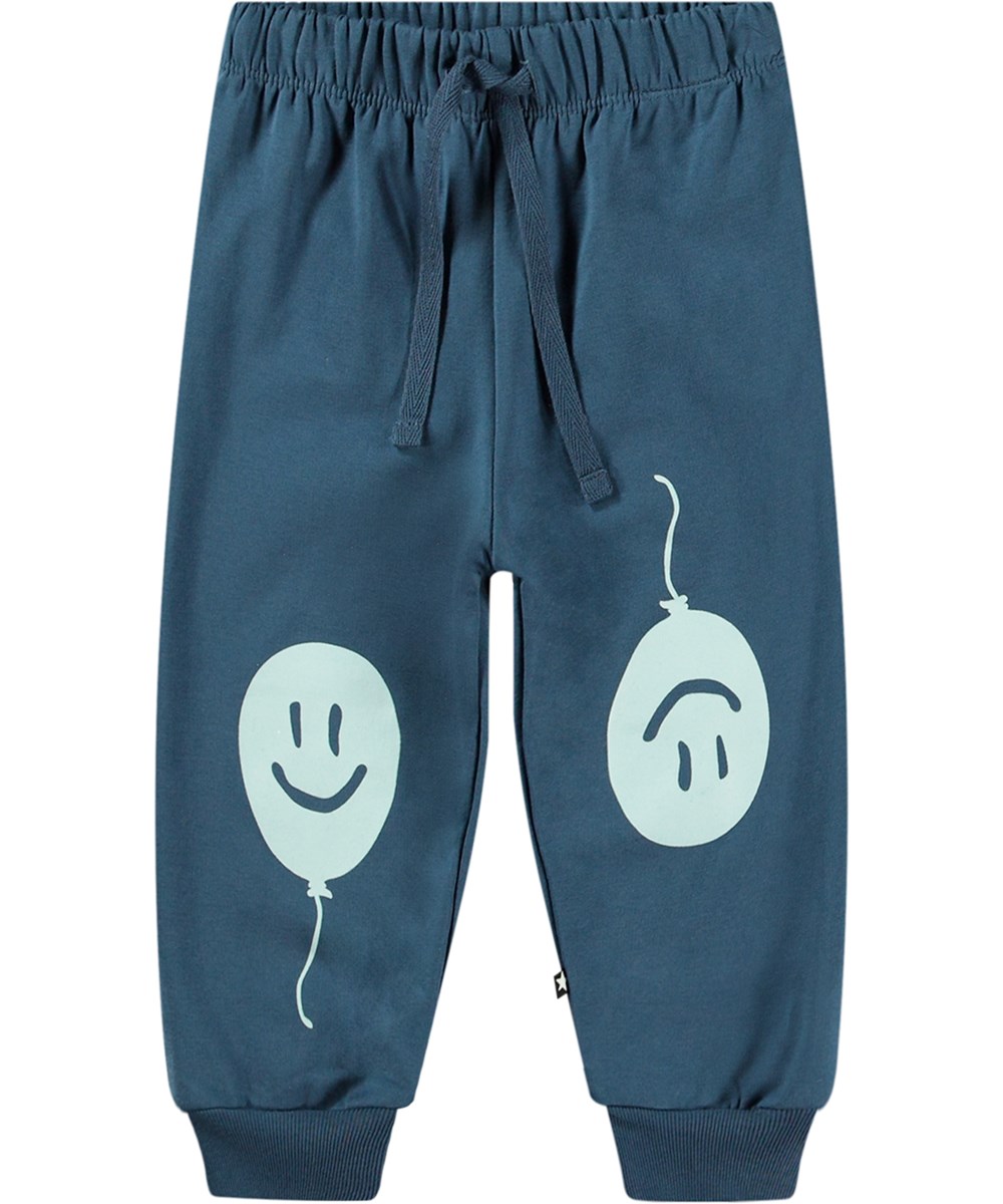 Simeon - Calm Fjord - Mjuka och varma blåa joggingbyxor för de små, tillverkade av ekologisk bomull.