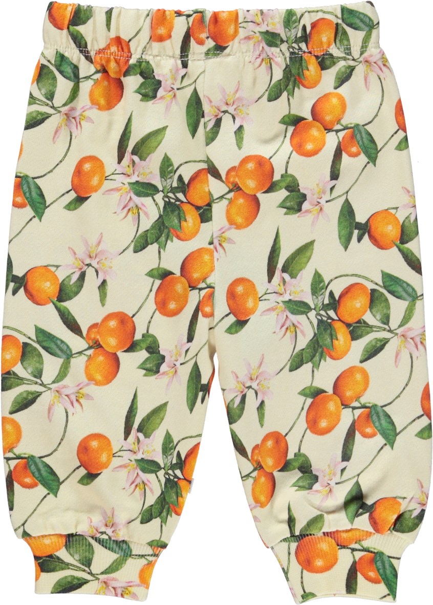 Simeon - Mini Mandarins - Ljusa baby sweatpants med mandarin.