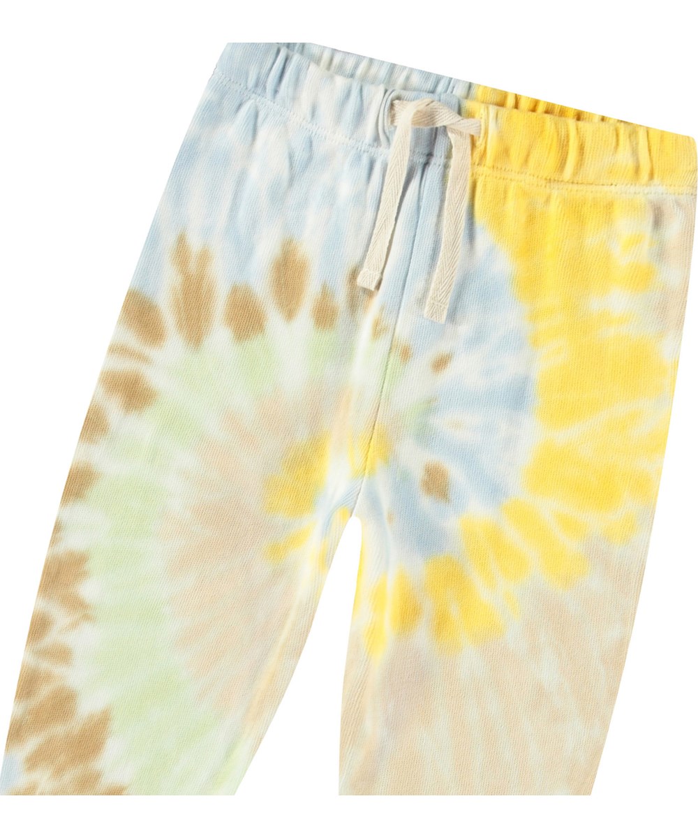 Simeon - Tie Dye Swirl - Multifärgade tie-dye byxor i ekologisk bomull för baby