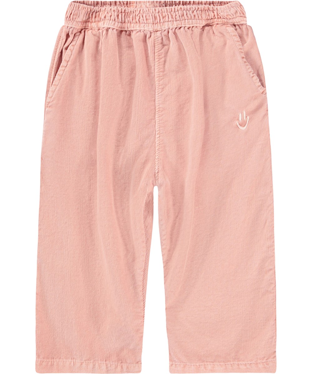 Sois - Rose Cloud - Rosa byxor i babyflanell för de minsta, tillverkade i ekologisk bomull.