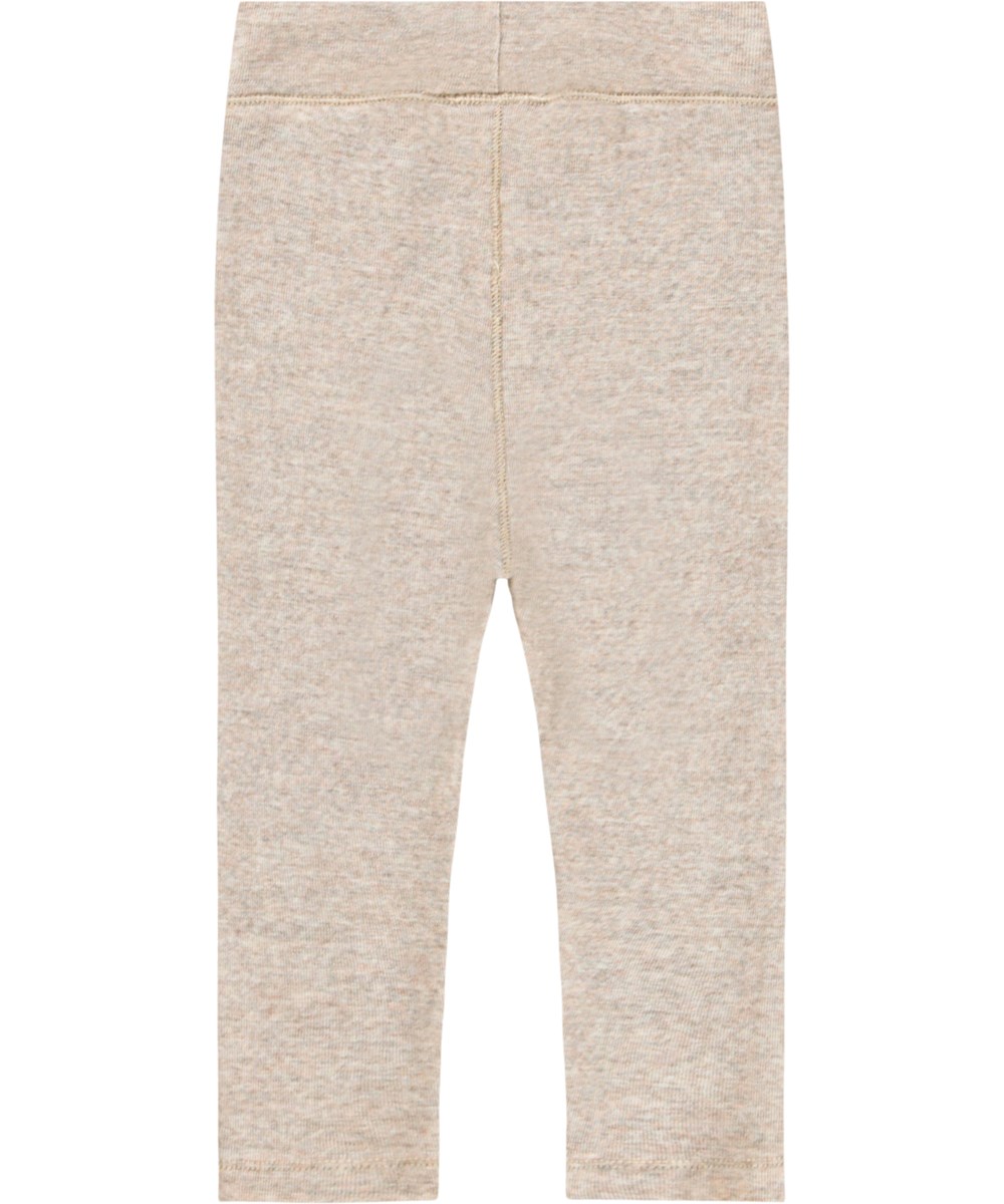 Sting Wool - Oatmeal Melange - Beige leggings för baby i merinoull.